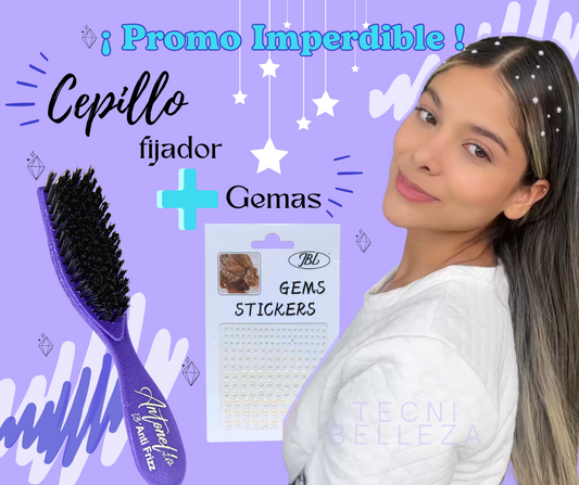 Gemas + Cepillo especial fijador para peinados